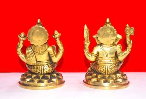 Brass Ganesha Laxmi Ganesh Lakshmi Bhagwan Idol
