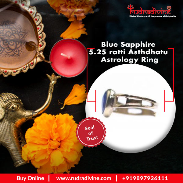 Certified Blue Sapphire 5.25ratti Asthdhatu Astrology Ring