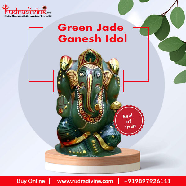 Green Jade  Ganesh Idol