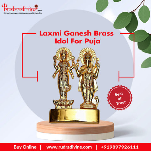 Laxmi Ganesh Brass Idol for Puja