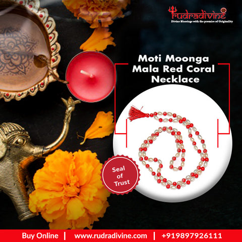 Moti Moonga Mala Red Coral Necklace
