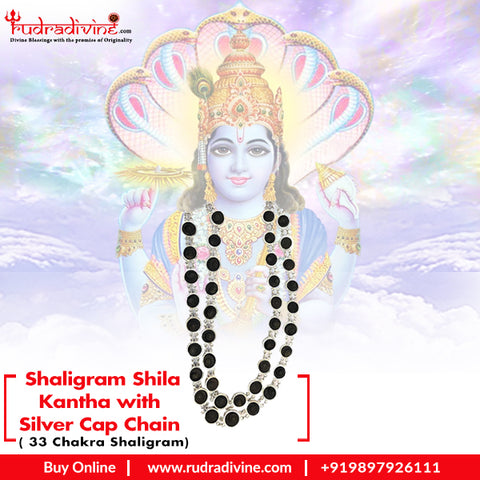 Original Shaligram Shila Kantha with Silver Cap